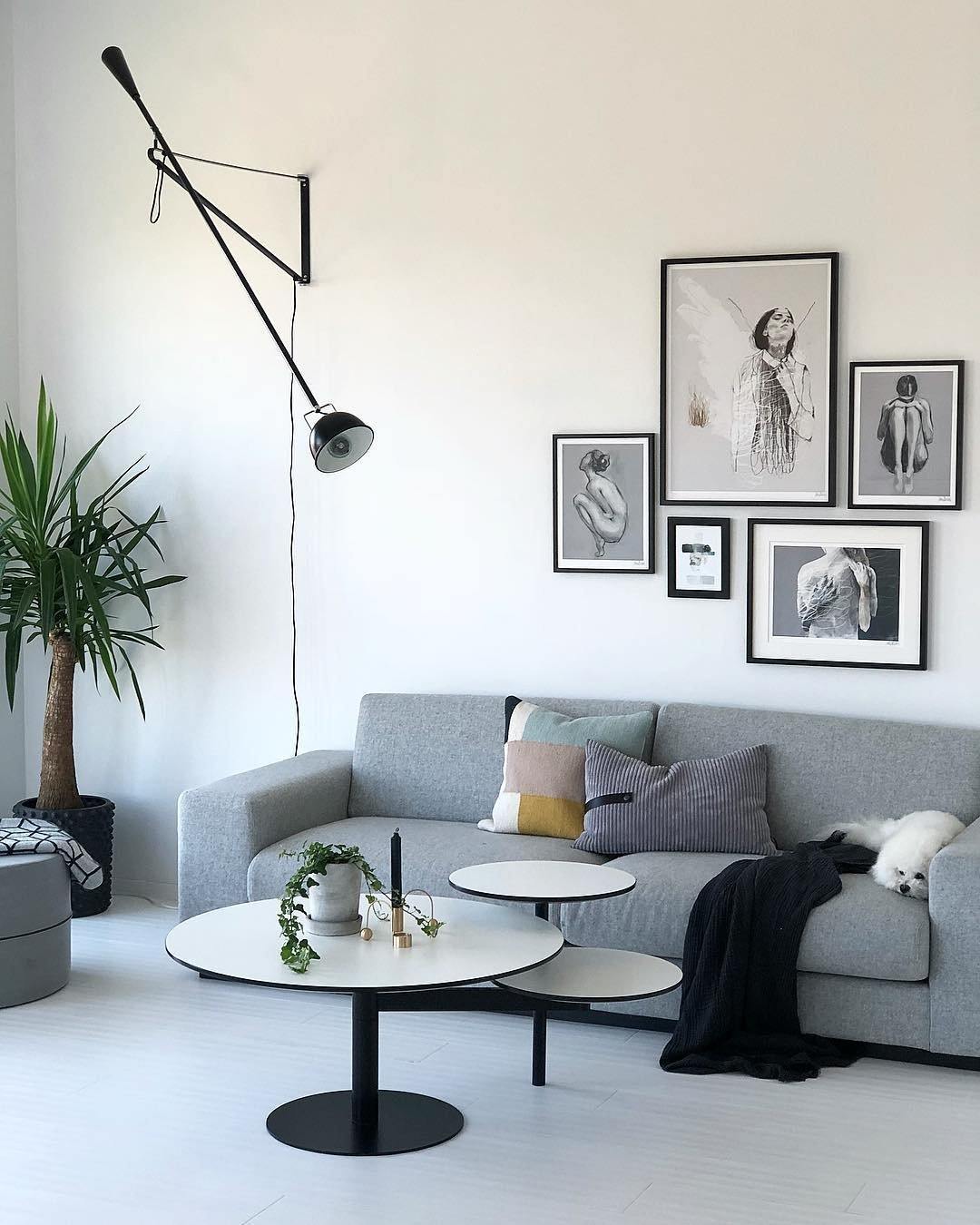 Industrial Wall Lamp Adjustable Arm Metal 135-205cm Black White Directional Lighting E27 Bedroom Living Room | Sansoti