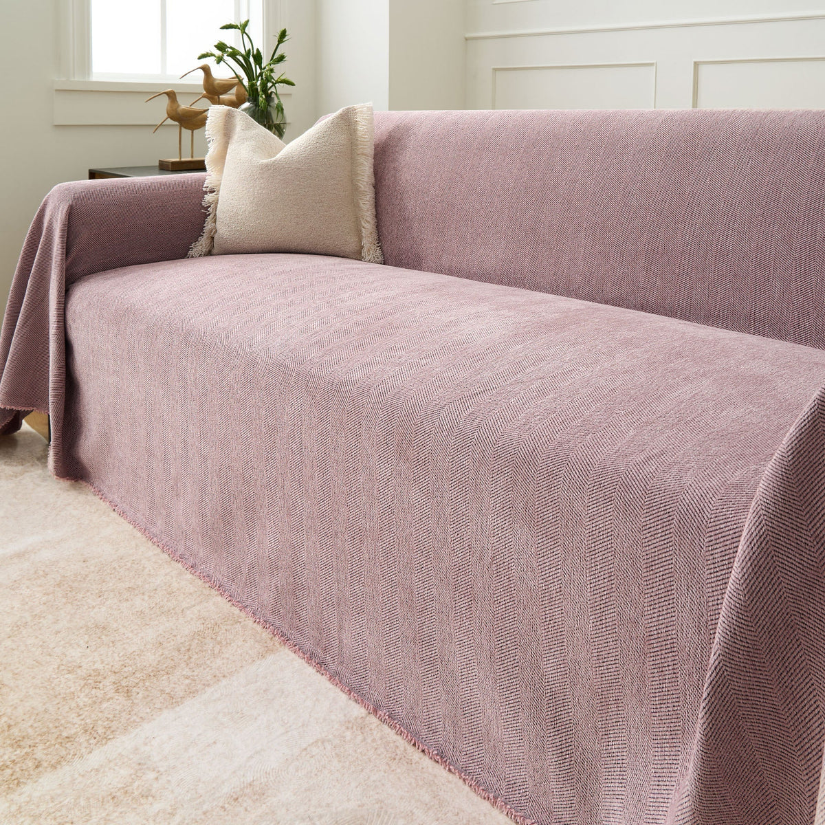 Herringbone Texture Sofa Cover Pet-Proof Water-Repellent Furniture Protection Textile Weave Sofa Cover | Sansoti