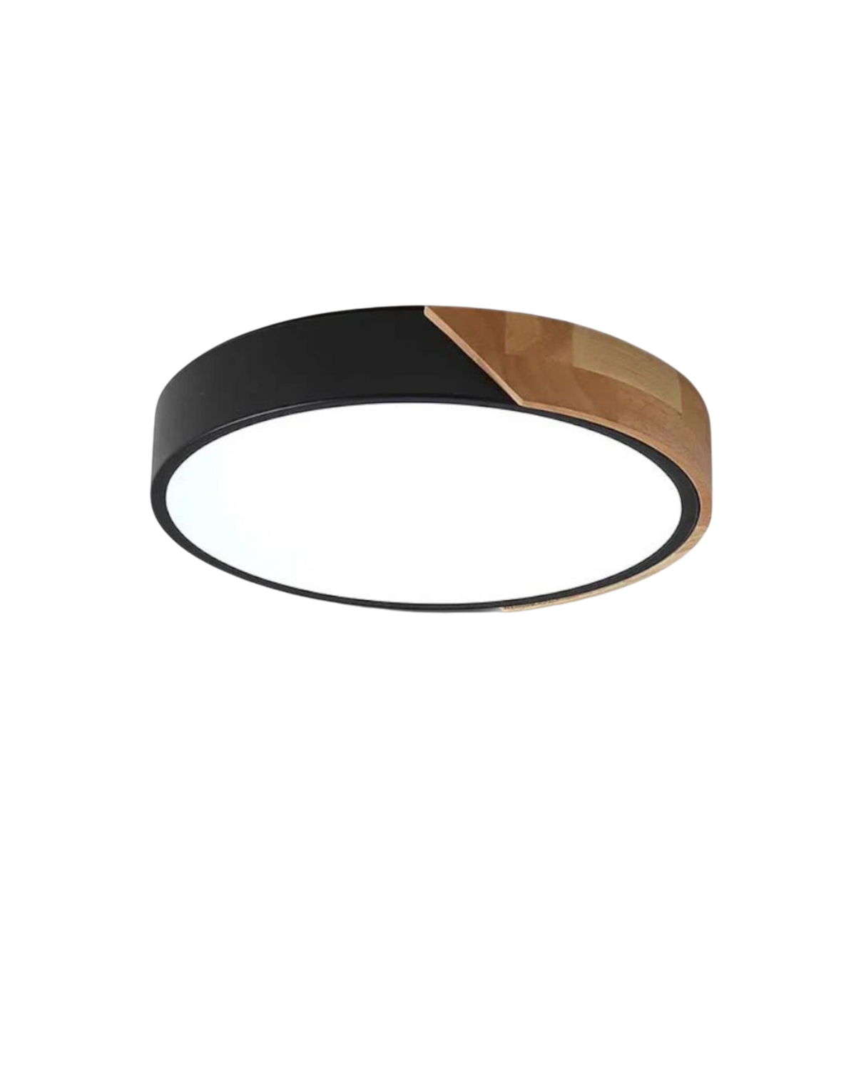 Moderne runde Deckenleuchte mit Holzakzent und LED-Beleuchtung – minimalistische Designlampe in 23, 30, 40, 50 und 60 cm | Sansoti