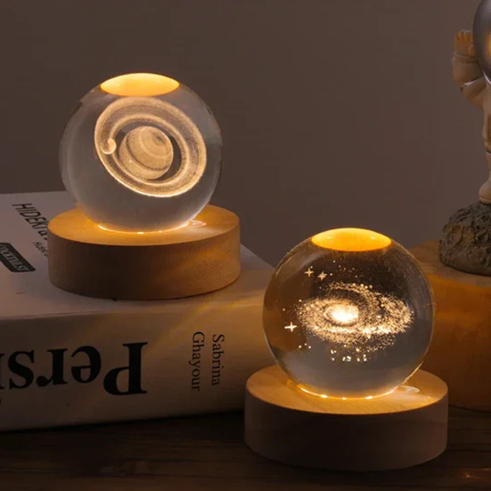 Kristallen Bol Lamp met Gekleurde LED Verlichting | Decoratieve Sfeerverlichting voor Woonkamer en Slaapkamer | Sansoti