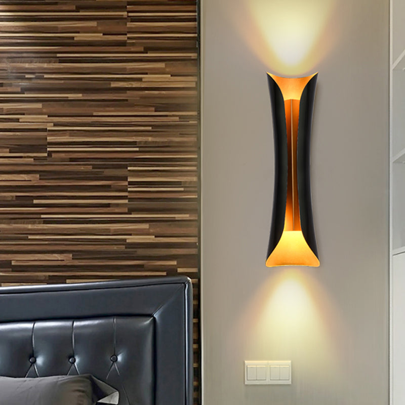 Modern Wall Lamp Black Metal 2 Light Points Curved Design 33cm 53cm 76cm | Sansoti
