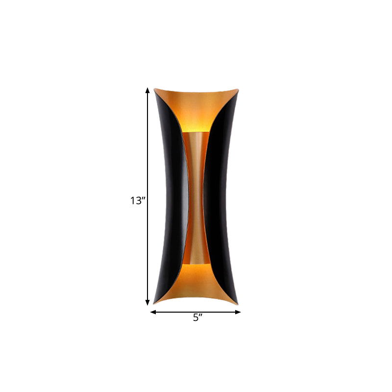 Modern Wall Lamp Black Metal 2 Light Points Curved Design 33cm 53cm 76cm | Sansoti