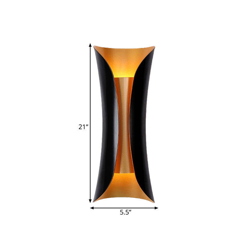 Modern Wall Lamp Black Metal 2 Light Points Curved Design 33cm 53cm 76cm | Sansoti