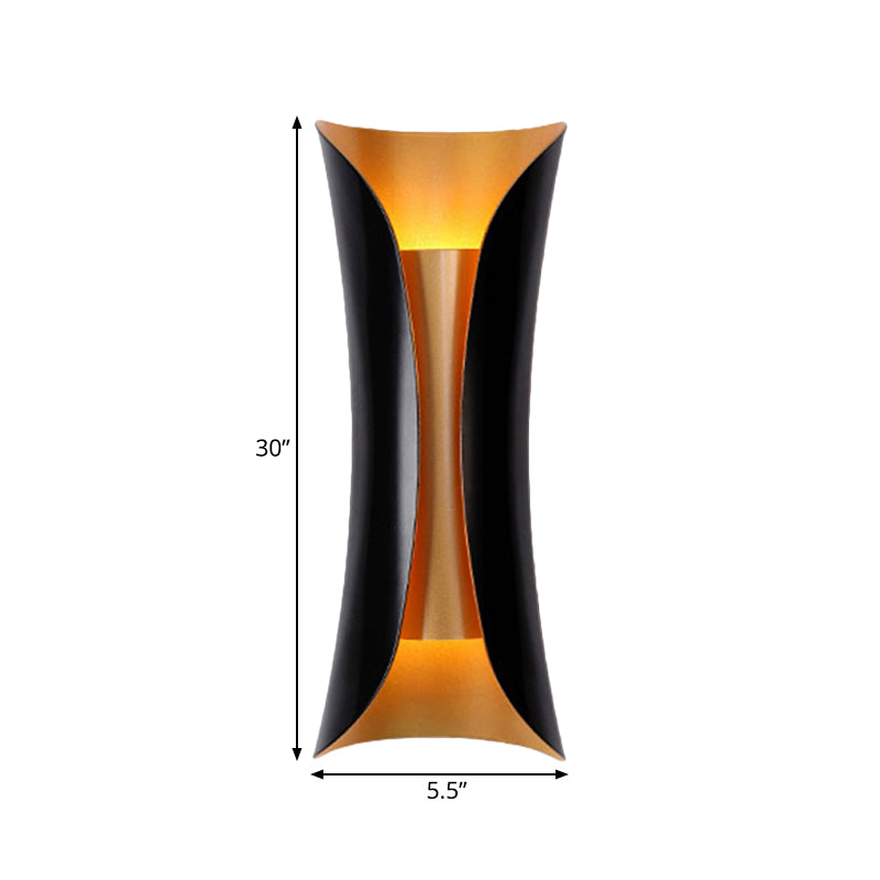 Modern Wall Lamp Black Metal 2 Light Points Curved Design 33cm 53cm 76cm | Sansoti