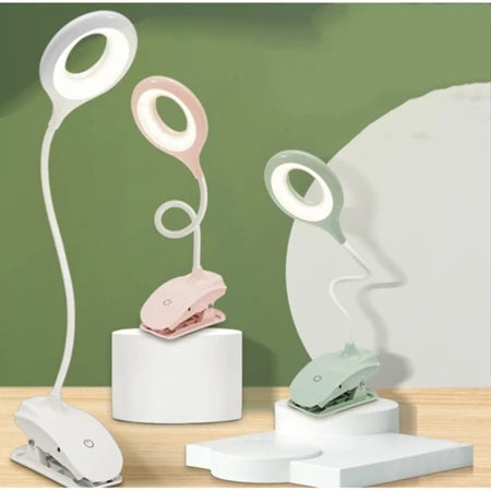 Reading Lamp Clip LED Dimmable USB Rechargeable Flexible Gooseneck Bed Desk Travel | Sansoti
