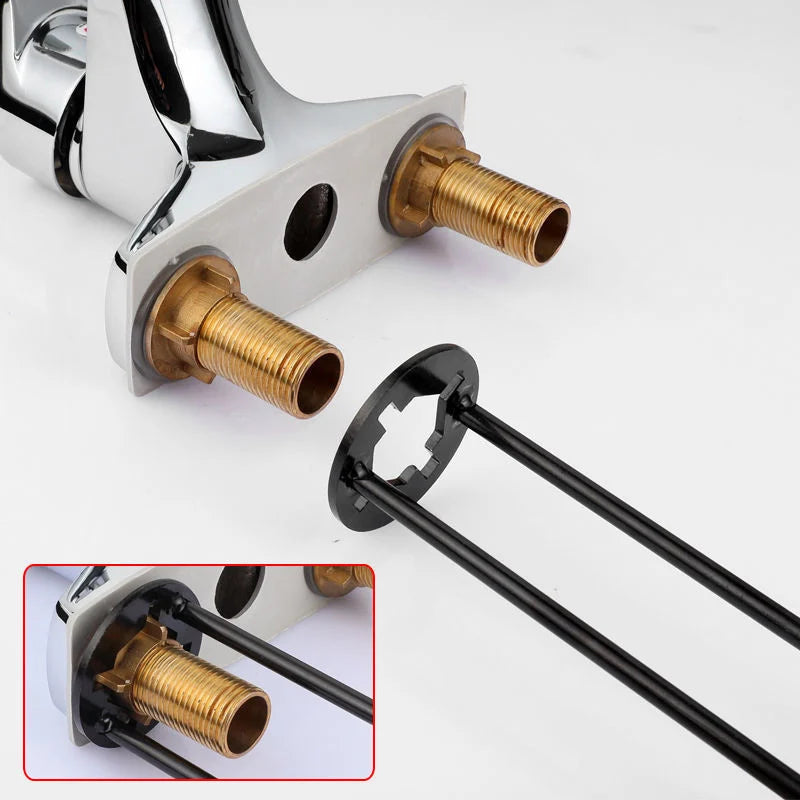 Clé à molette multifonction pour endroits difficiles d'accès | Outil extra long pour robinets et douches | Outil de plomberie pivotant à 360° | Installation de robinet de cuisine et salle de bain | Sansoti