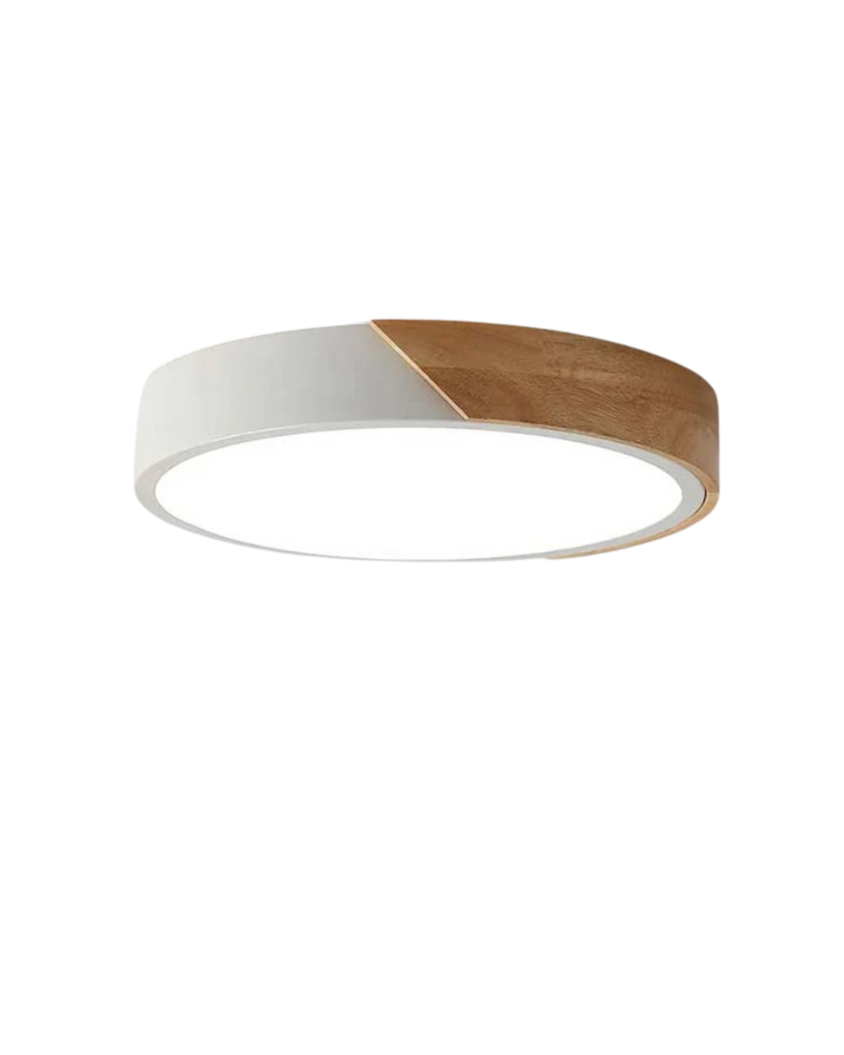 Moderne runde Deckenleuchte mit Holzakzent und LED-Beleuchtung – minimalistische Designlampe in 23, 30, 40, 50 und 60 cm | Sansoti