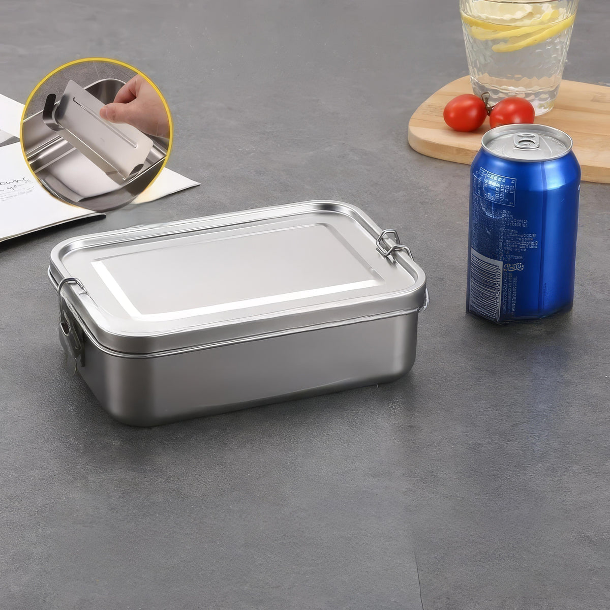 Lunchboxen-Set aus Edelstahl, langlebige Lebensmittelaufbewahrung, 3-teiliges Fächersystem für unterwegs | Sansoti