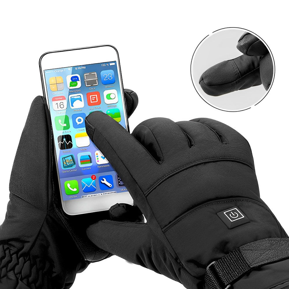 Beheizbare Handschuhe unisex, elektrisch, mit 3 Wärmestufen, schwarze Winterhandschuhe zum Skifahren und für Outdoor-Aktivitäten | Sansoti