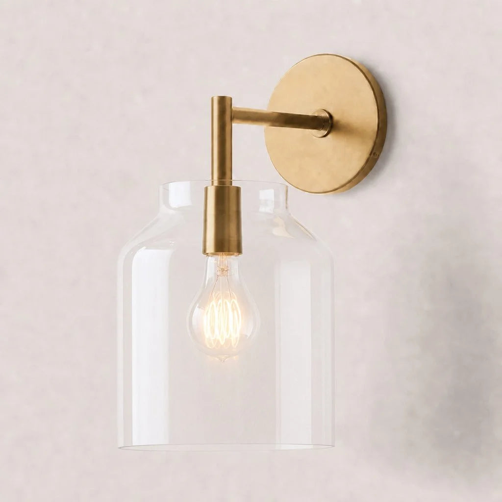 Wandleuchte mit Milchglas-Schirm und Metallakzenten minimalistisches Design Stimmungslicht Flur Gang Schlafzimmer | Sansoti