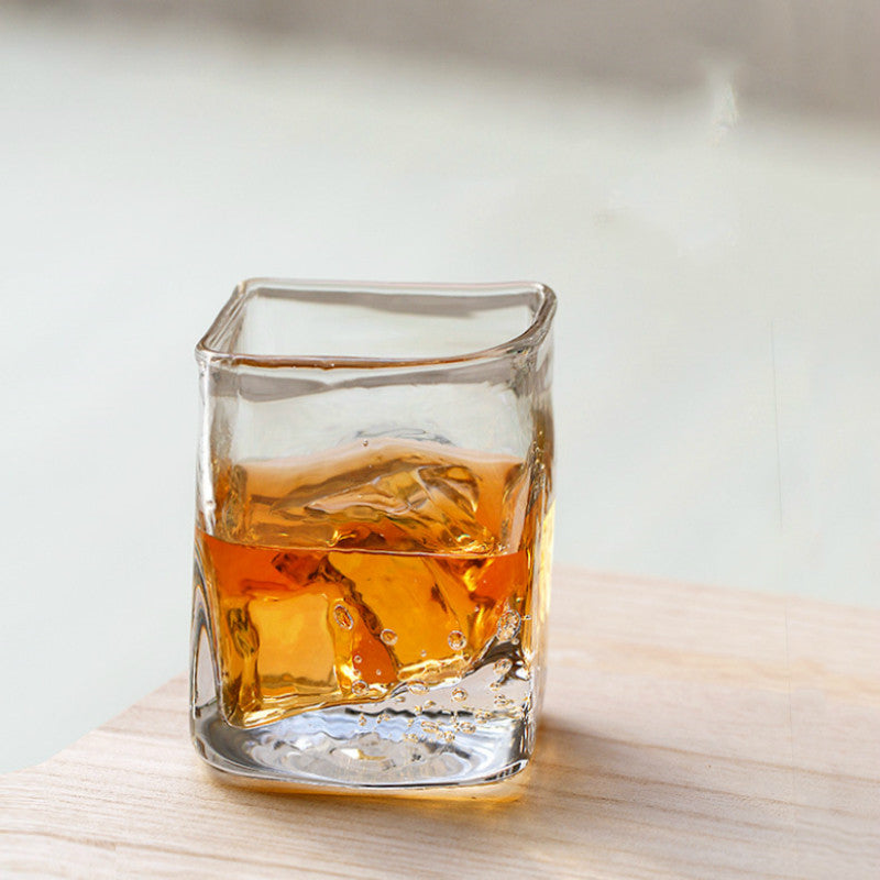 Handgefertigtes Whiskyglas mit Luftblasen 255ml Kristallglas transparent robust für Single Malt Scotch Bourbon mit luxuriöser Holzkiste perfektes Geschenk | Sansoti