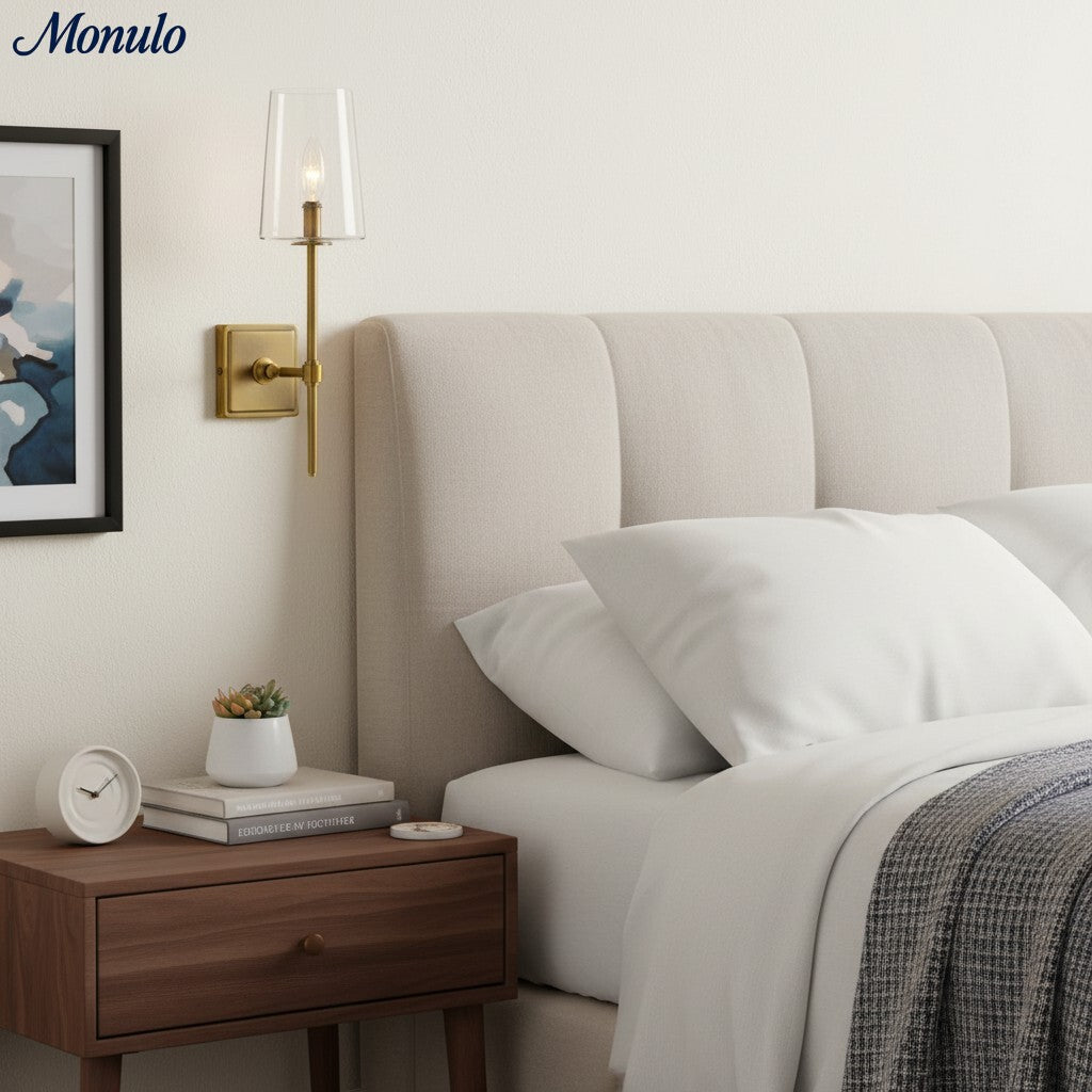 Applique murale en verre transparent – configuration simple à triple – éclairage élégant pour salle de bain | Sansoti