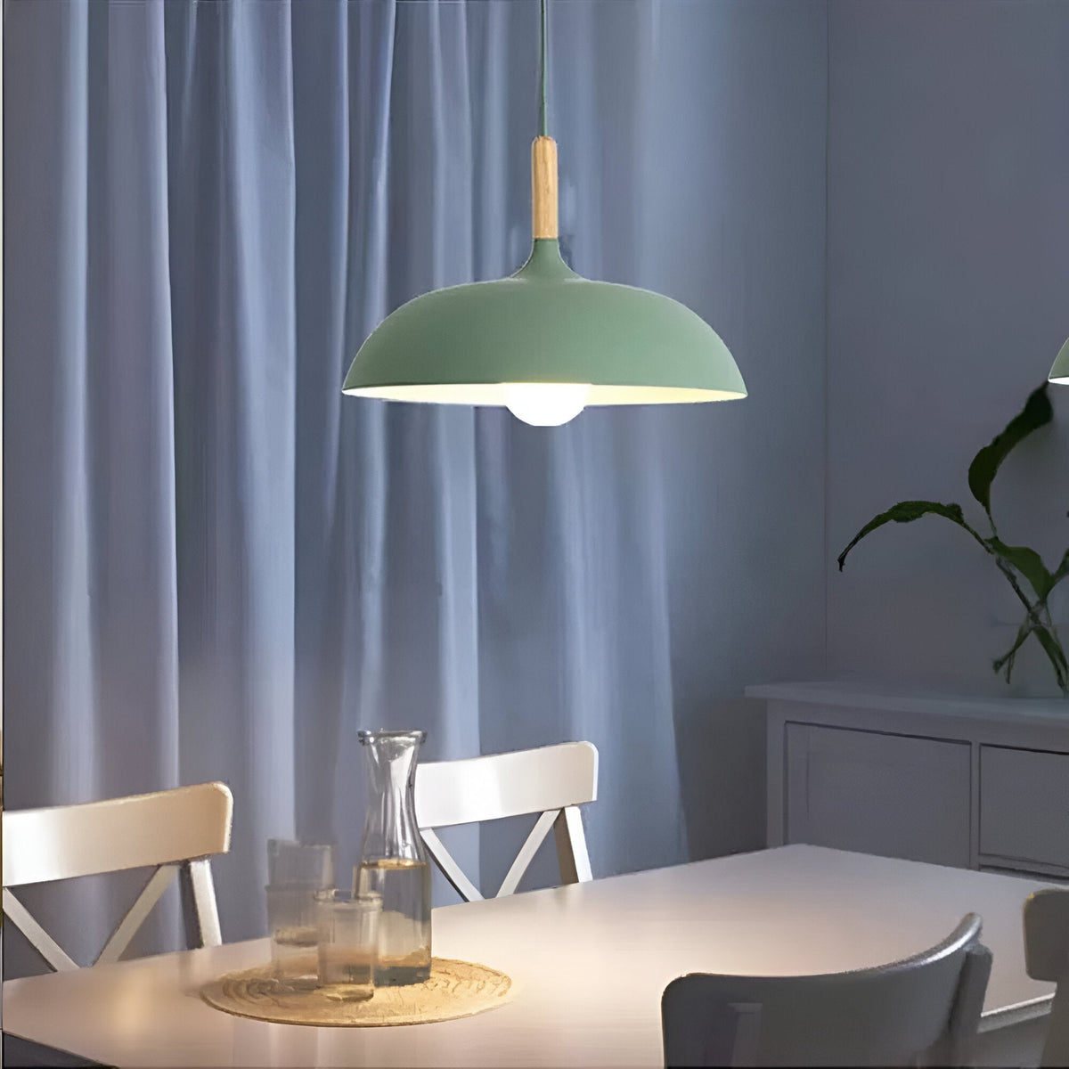 Lámpara colgante de madera y hierro, estilo escandinavo Japandi, redonda, E27, Ø35 Ø60, comedor, cocina | Sansoti