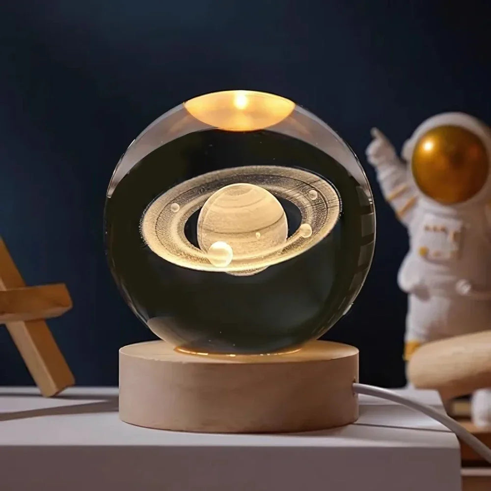 Kristallen Bol Lamp met Gekleurde LED Verlichting | Decoratieve Sfeerverlichting voor Woonkamer en Slaapkamer | Sansoti