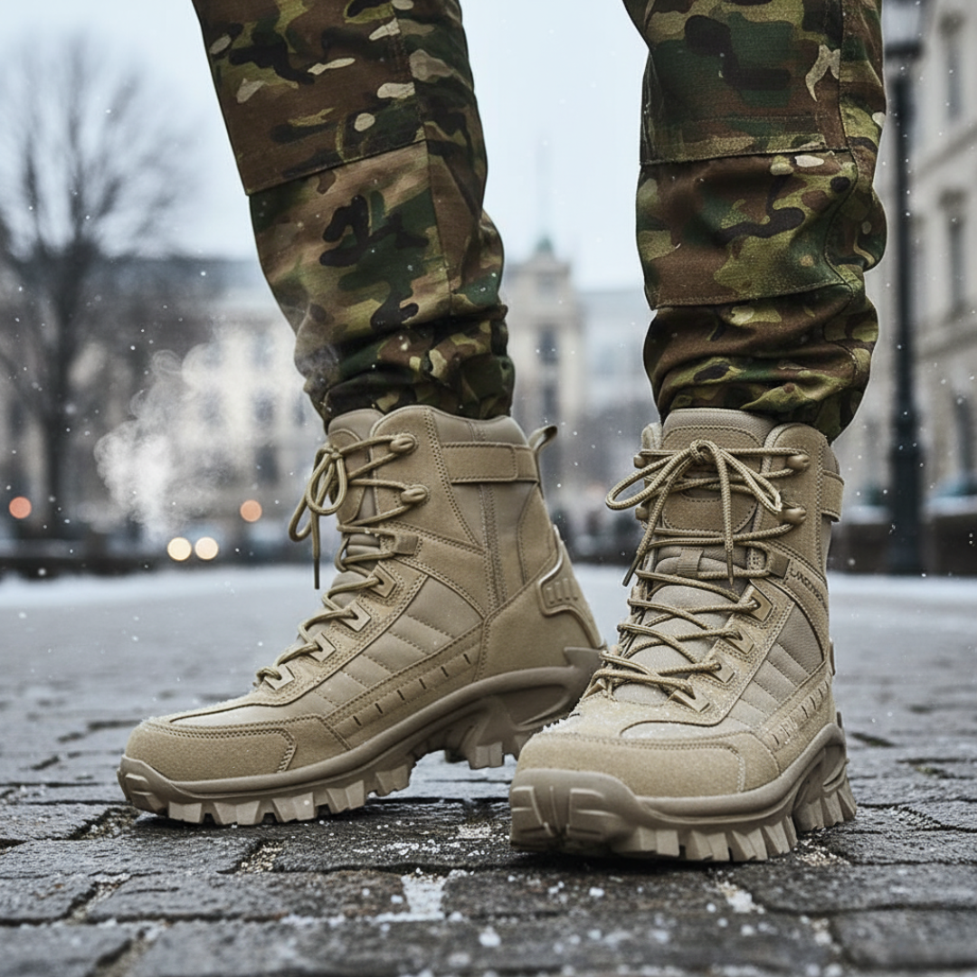 Bottes tactiques d’hiver pour homme avec semelle antidérapante, doublure chaude, outdoor, randonnée, travail, coupe robuste | Sansoti