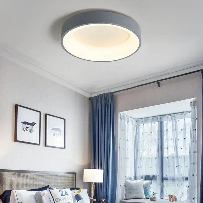 Round LED Ceiling Light Scandinavian Design White Gray Living Room Bedroom Hallway Energy-Efficient 30–60 cm | Sansoti