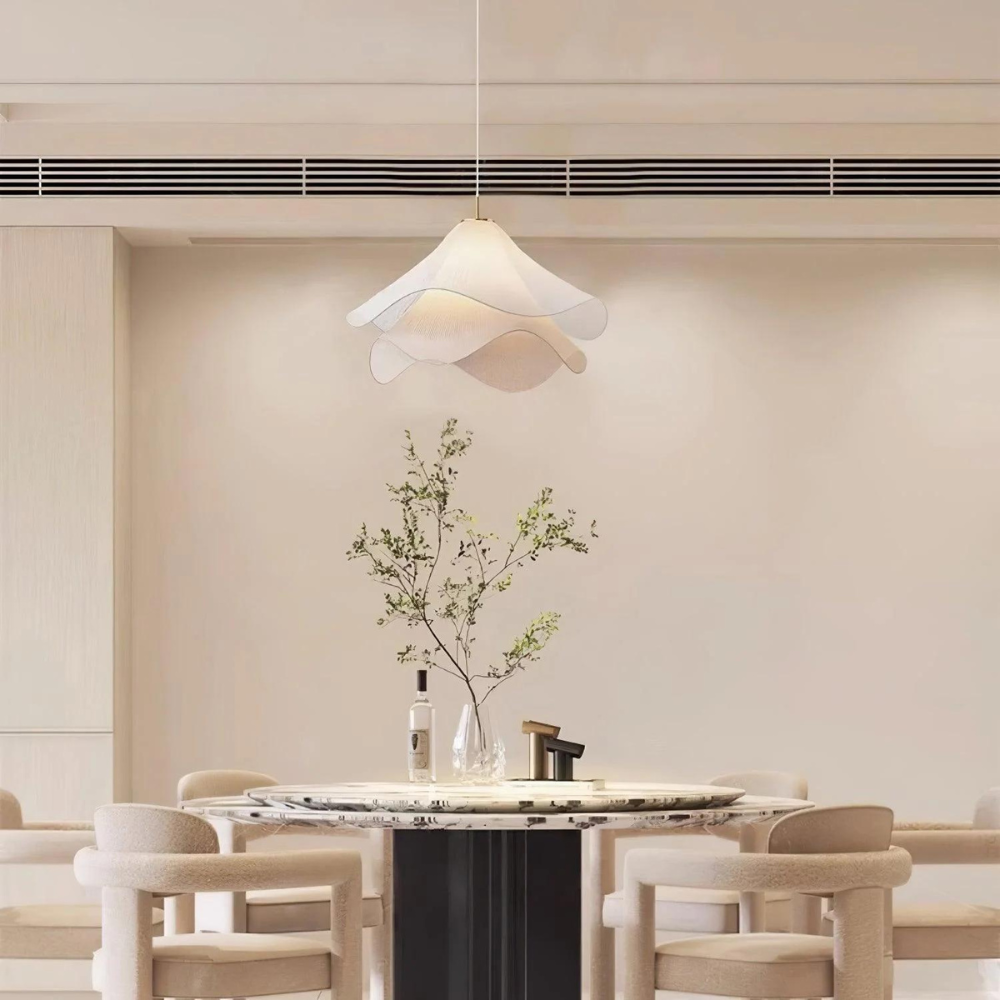 Hängelampe Japandi Stoff Rund Skandinavisch Design E27 40-80cm Warmes Licht | Sansoti