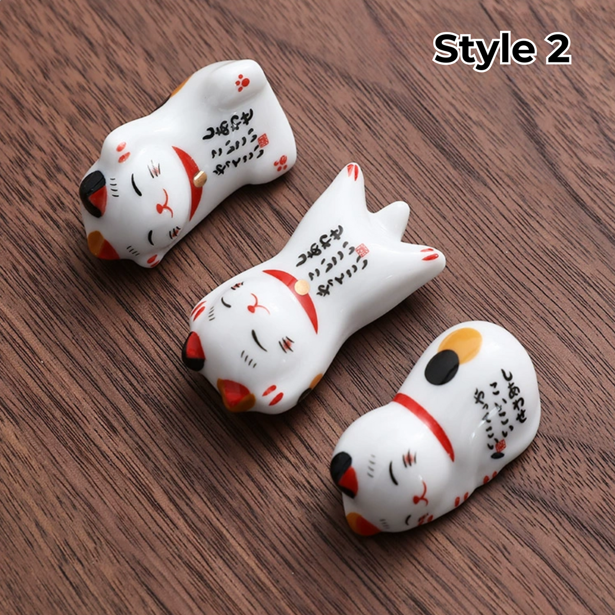 Ceramic Chopstick Rest with Animal and Fruit Motifs – Set of 3 | Sansoti