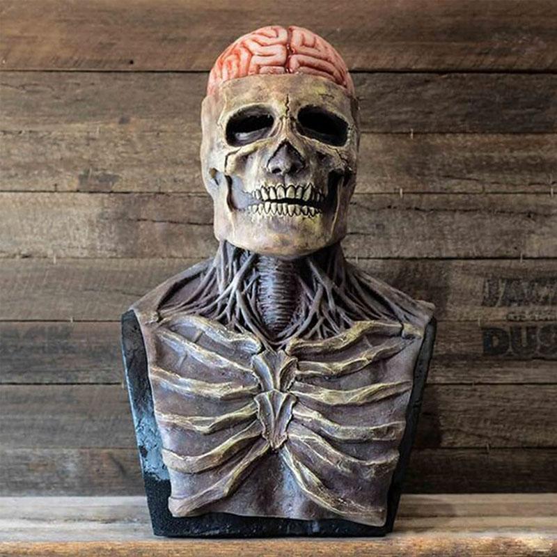 Schedel Masker Latex met Hersenen Detail Halloween Horror Griezelig Kostuum Accessoire Feestdagen Carnaval | Sansoti