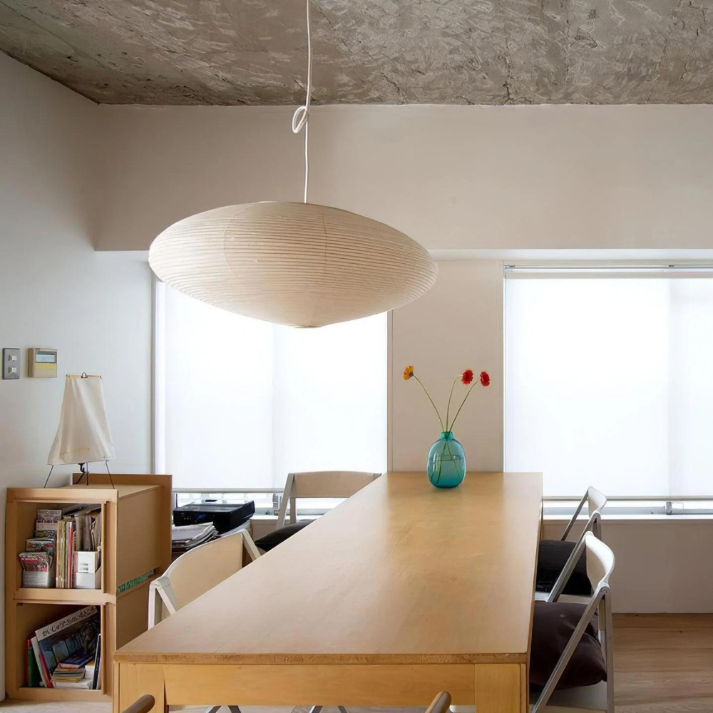 Deckenlampe Maulbeerpapier Japandi Design Ø50 Ø60 LED Dimmbar Weiß Geometrisch | Sansoti
