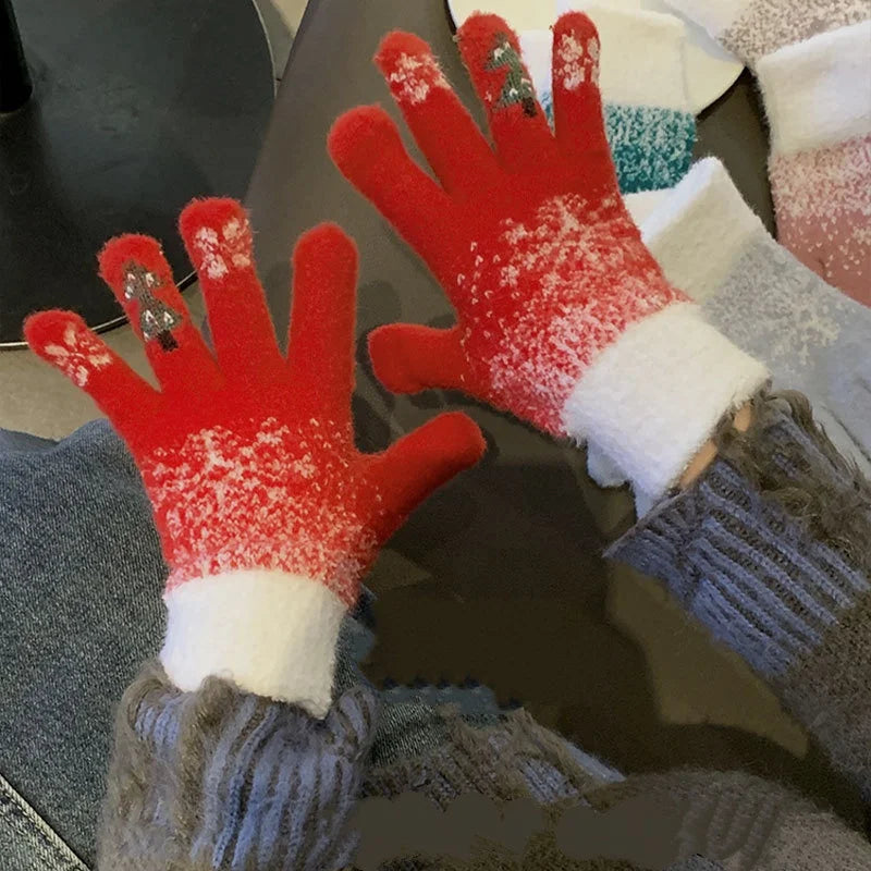 Konvertierbare gestrickte fingerlose Handschuhe, fleecegefütterte Winterhandschuhe, warme festliche Damen- und Herrenhandschuhe | Sansoti