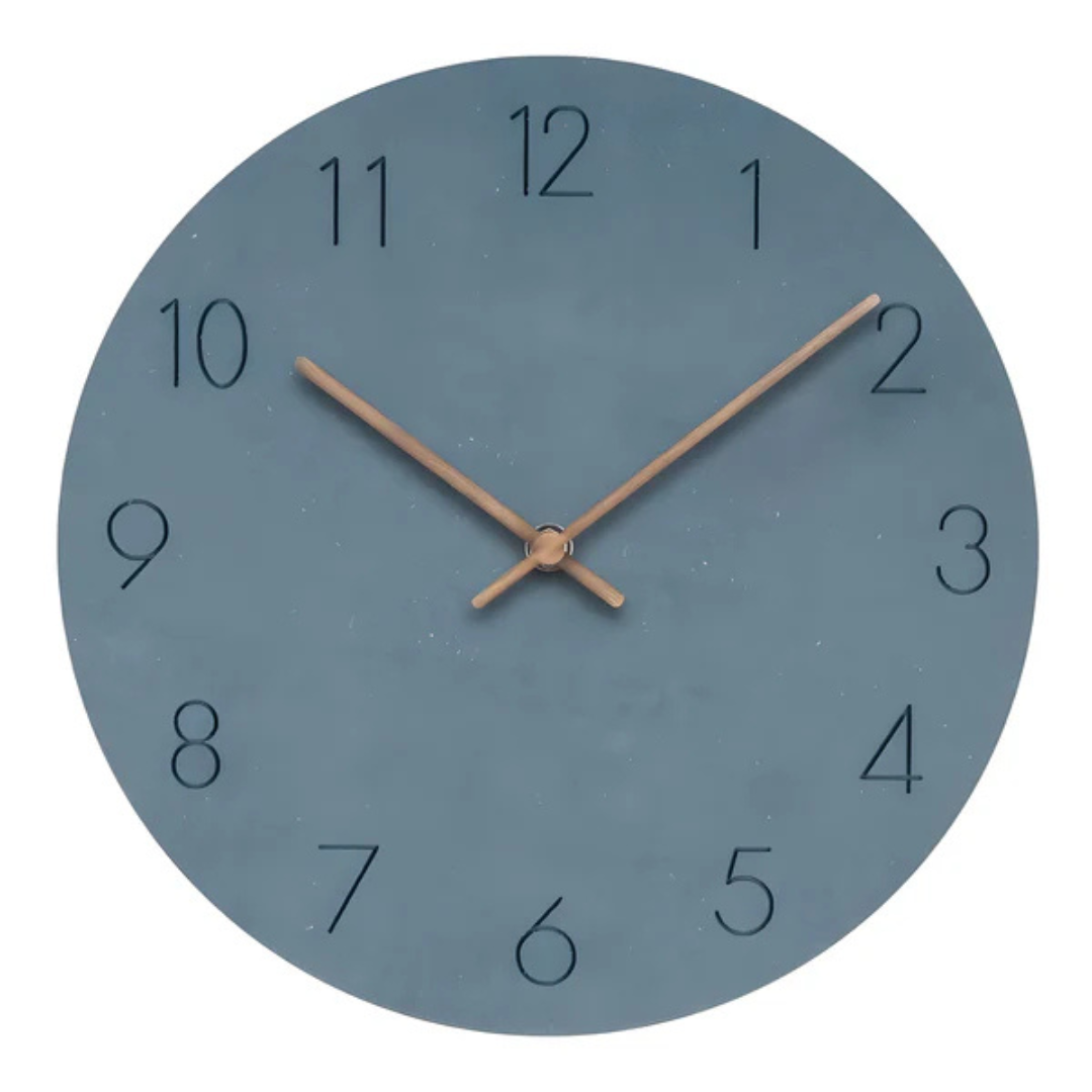 Silent Wooden Wall Clock 29 cm Scandinavian Design Living Room Bedroom Office Decorative Modern Interior | Sansoti
