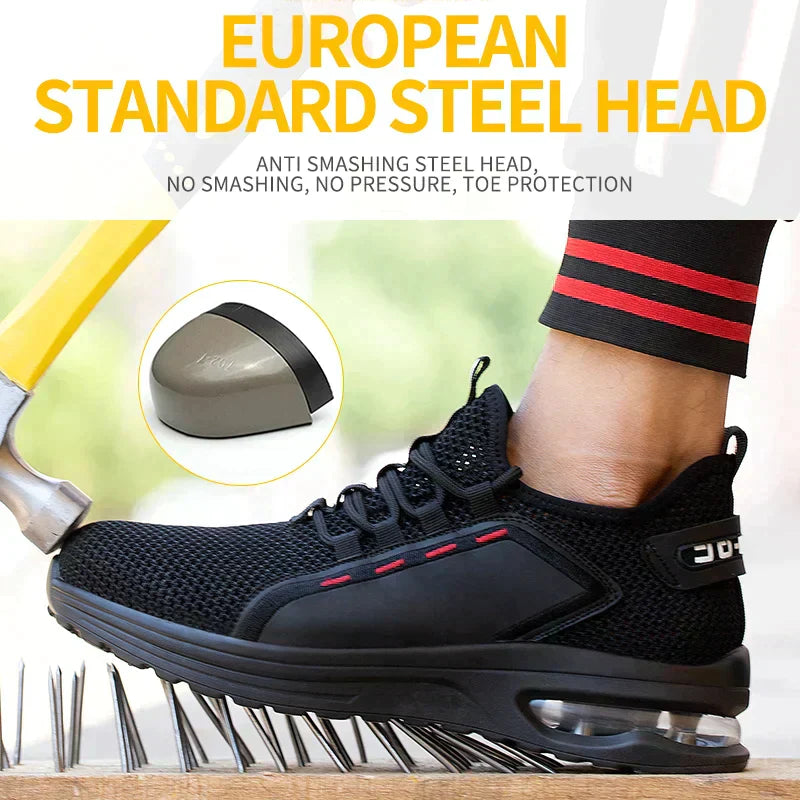 Work Shoes with Steel Toe – Ultralight Safety Shoes – Breathable Non-Slip – For Construction & Workshop | Sansoti
