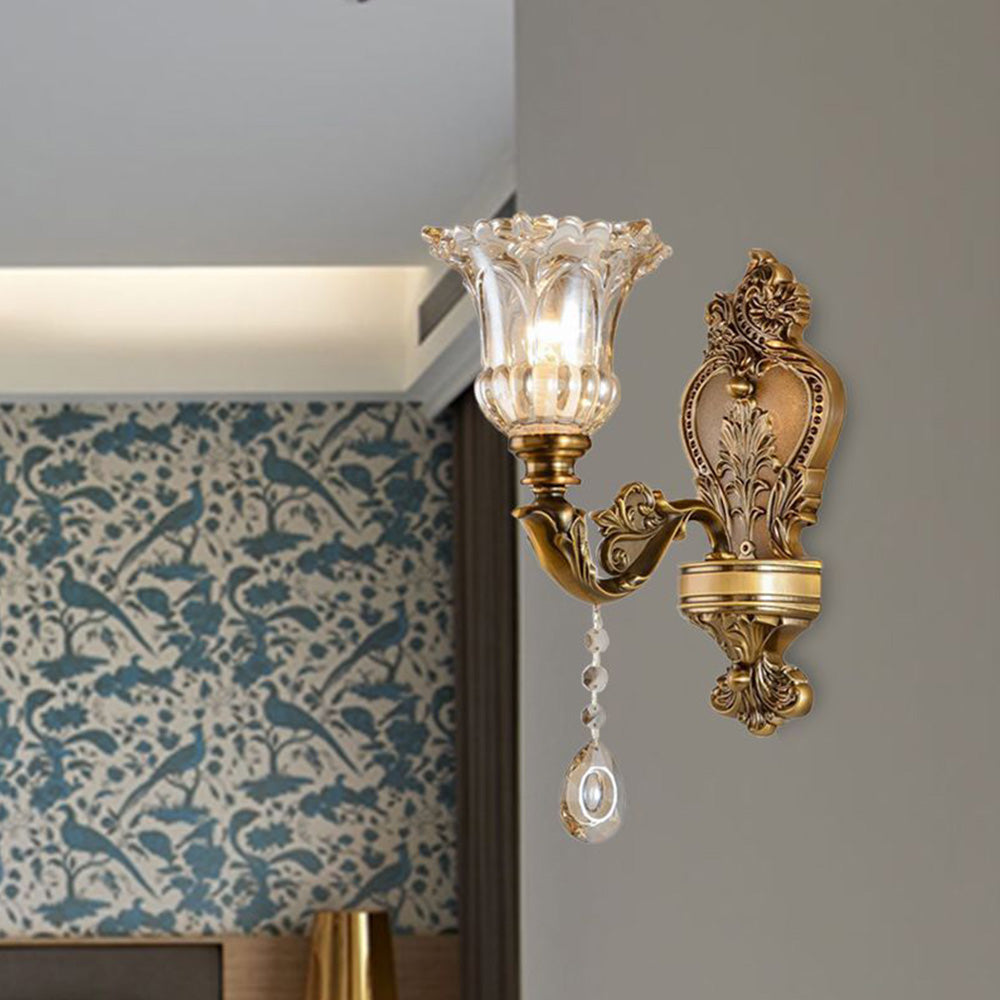 Vintage Wandlamp Goud Glas Dubbele Klassiek Warm Wit Licht Binnenwandlamp E14 Slaapkamer Woonkamer Hal Decoratief Verlichting Muurlamp | Sansoti