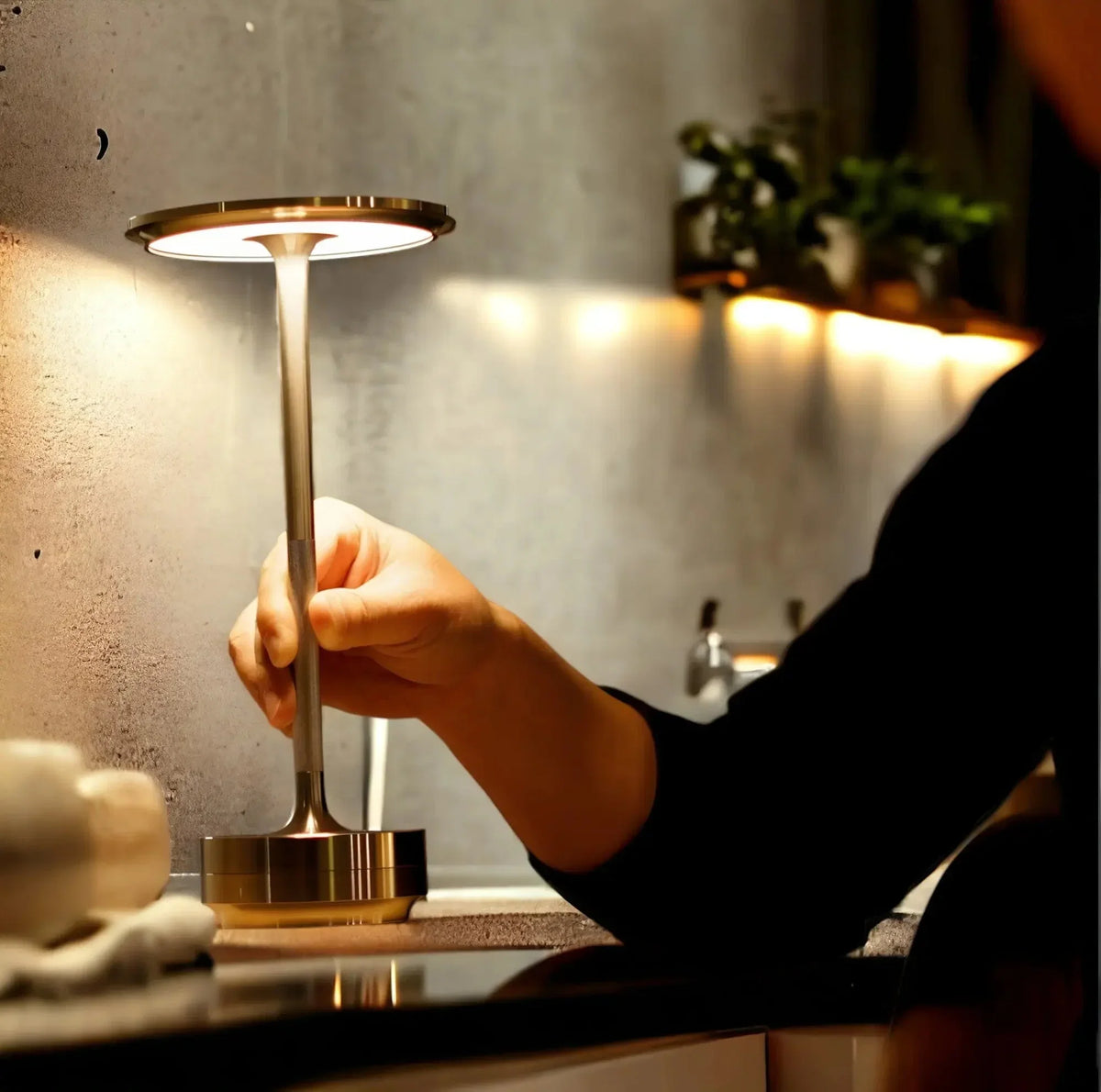 Rechargeable LED Table Lamp 29cm Dimmable 3 Light Colours Wireless Aluminium Touch Lighting Indoor Outdoor | Sansoti