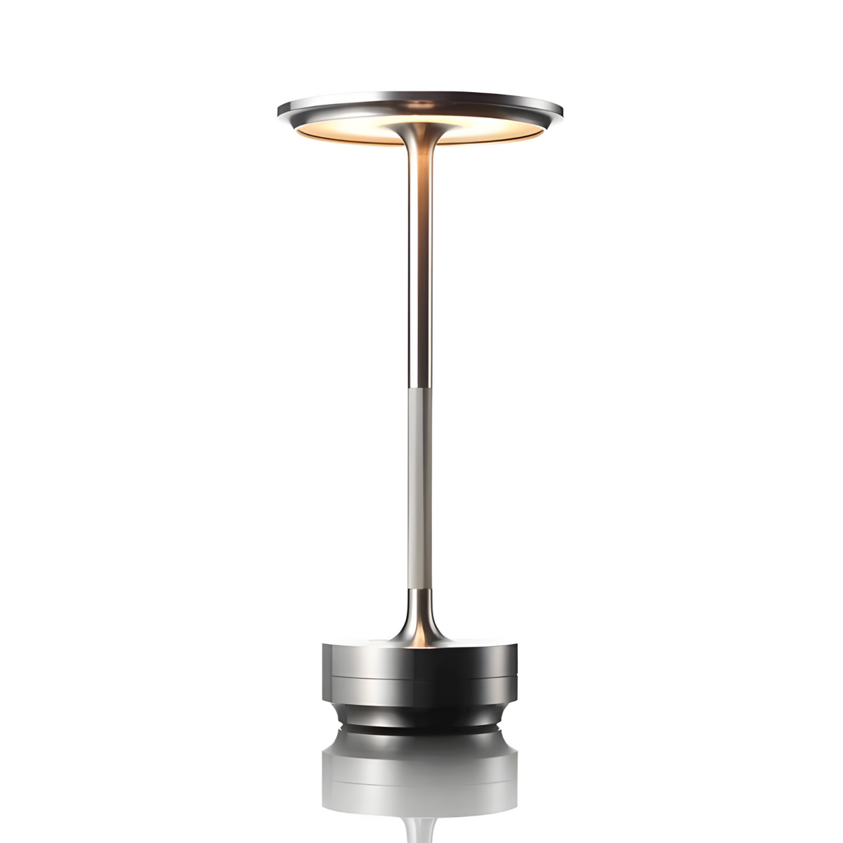 Rechargeable LED Table Lamp with Dim Function Cylinder Shape Metal Wireless Ambient Lamp | Sansoti