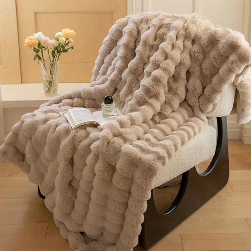 Weiche Imitationsfell-Decke – Luxuriöse Kaninchenfell-Textur – 160x200cm – Für Sofa & Bett | Sansoti