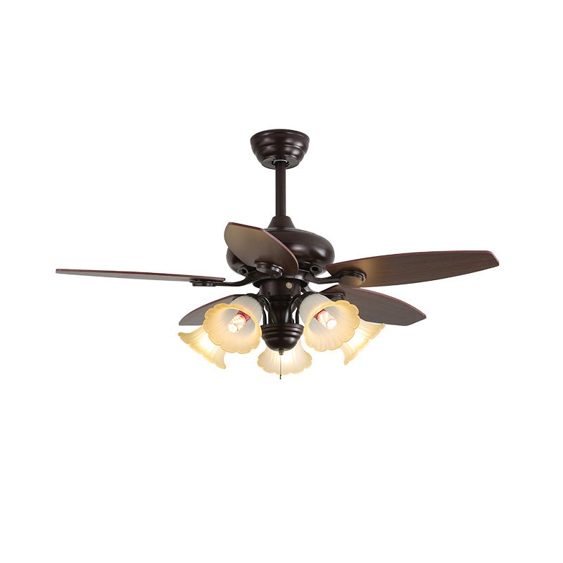 Deckenventilator mit Beleuchtung und Fernbedienung Klassisches Holz und Glas Ø107cm | Sansoti