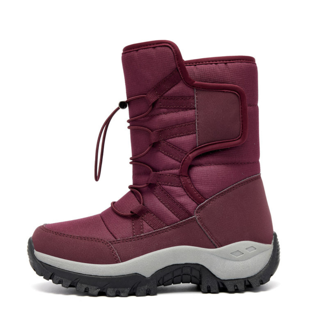 Wasserdichte Winterstiefel mit warmem Futter für Damen, schneefest, rutschfeste Plateausohle, Klettverschluss, Outdoor-Schuhe | Sansoti