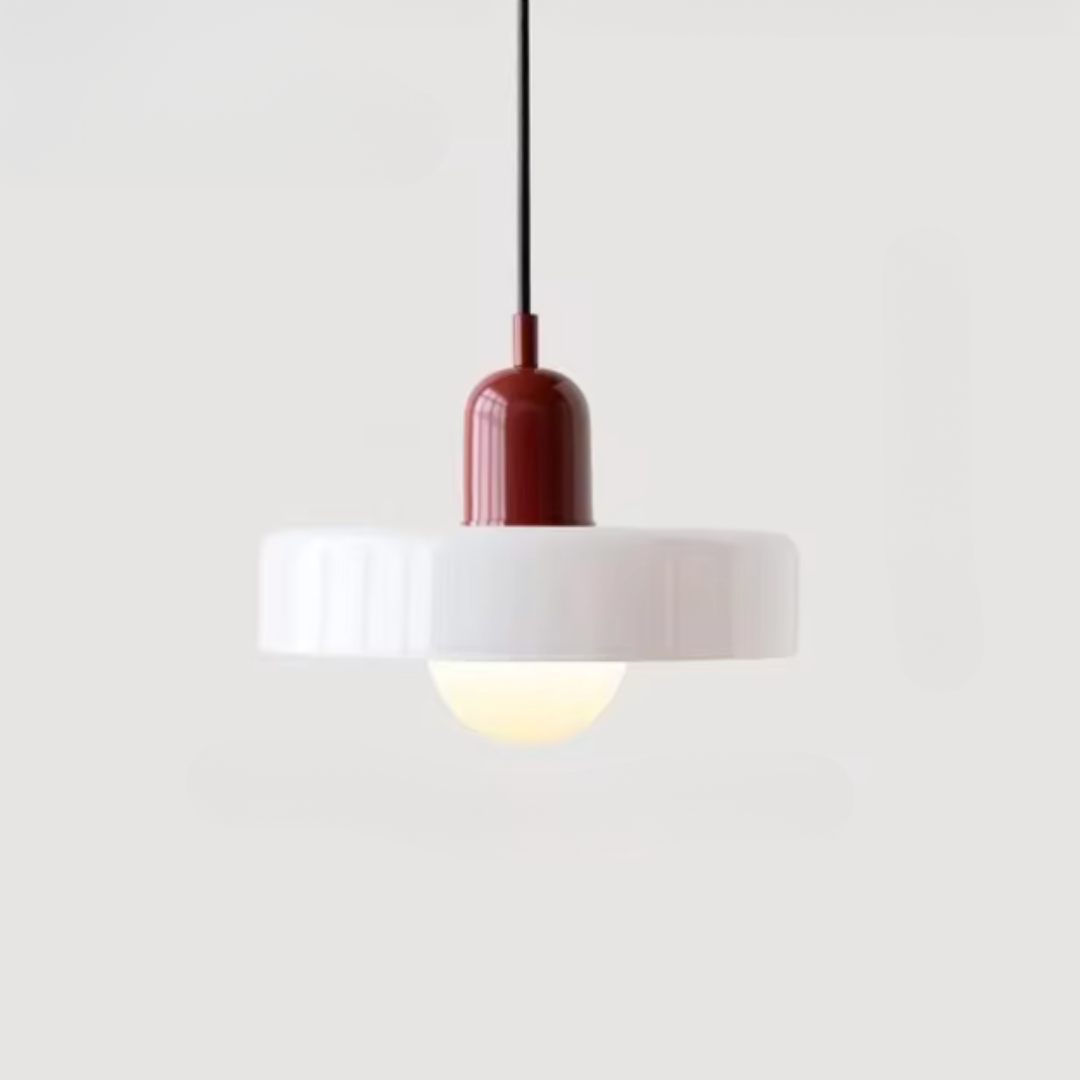Glas-Hängeleuchte mit doppelfarbigem Schirm – Moderne Bauhaus-Stil Beleuchtung für Wohn- und Esszimmer | Sansoti