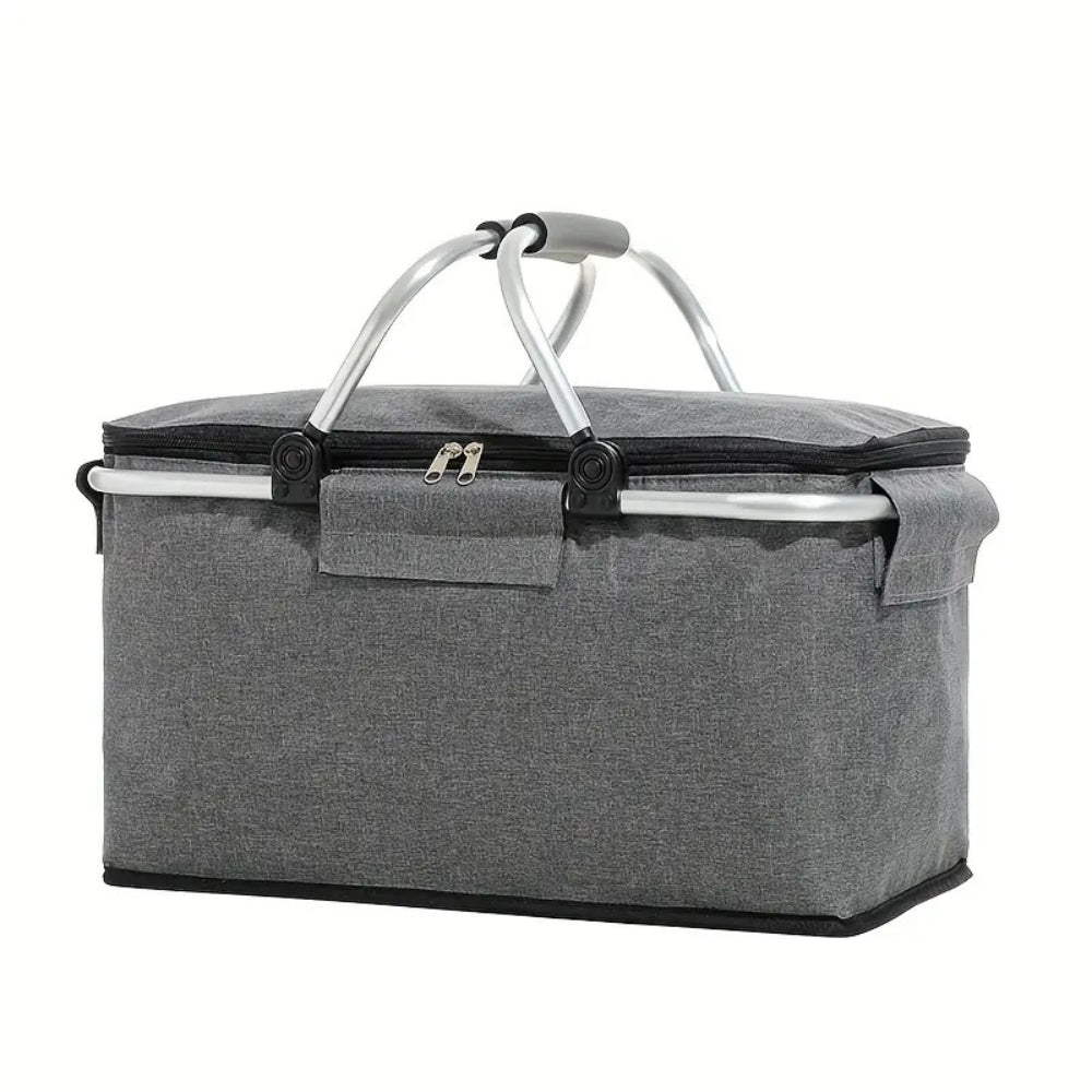Foldable Cooler Basket 18L Insulated Aluminum Frame Picnic Camping Beach Groceries Portable Lightweight | Sansoti