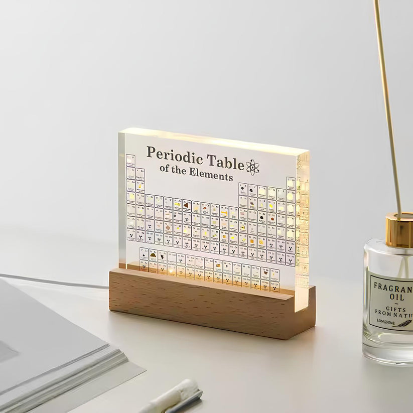 3D Periodic Table with 83 Real Elements – Illuminated Acrylic Display for Science & Education | Sansoti