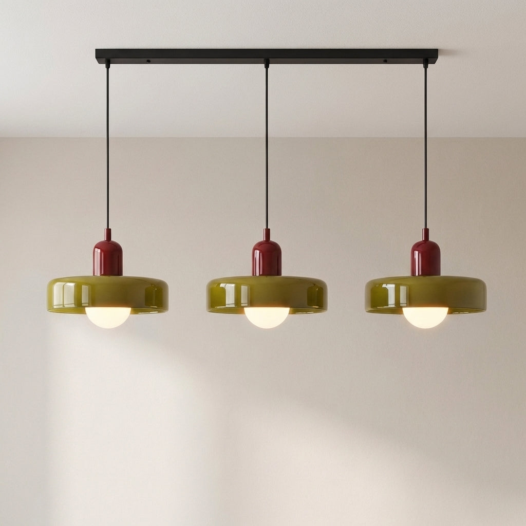Hanglamp 3-Lichts Gekleurd Glas Bauhaus Design Eetkamer Verstelbaar Warm Wit Modern Kunstzinnig Interieur | Sansoti