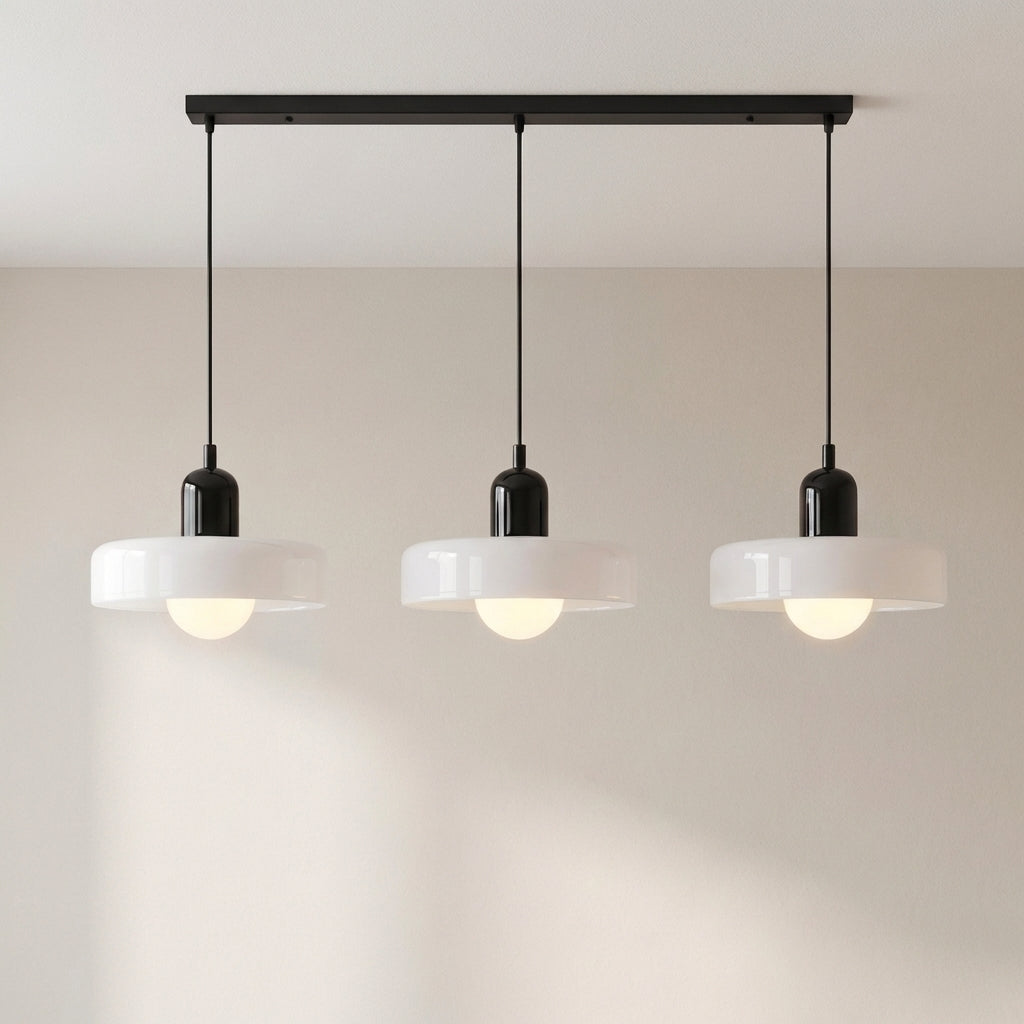 Hanglamp 3-Lichts Gekleurd Glas Bauhaus Design Eetkamer Verstelbaar Warm Wit Modern Kunstzinnig Interieur | Sansoti