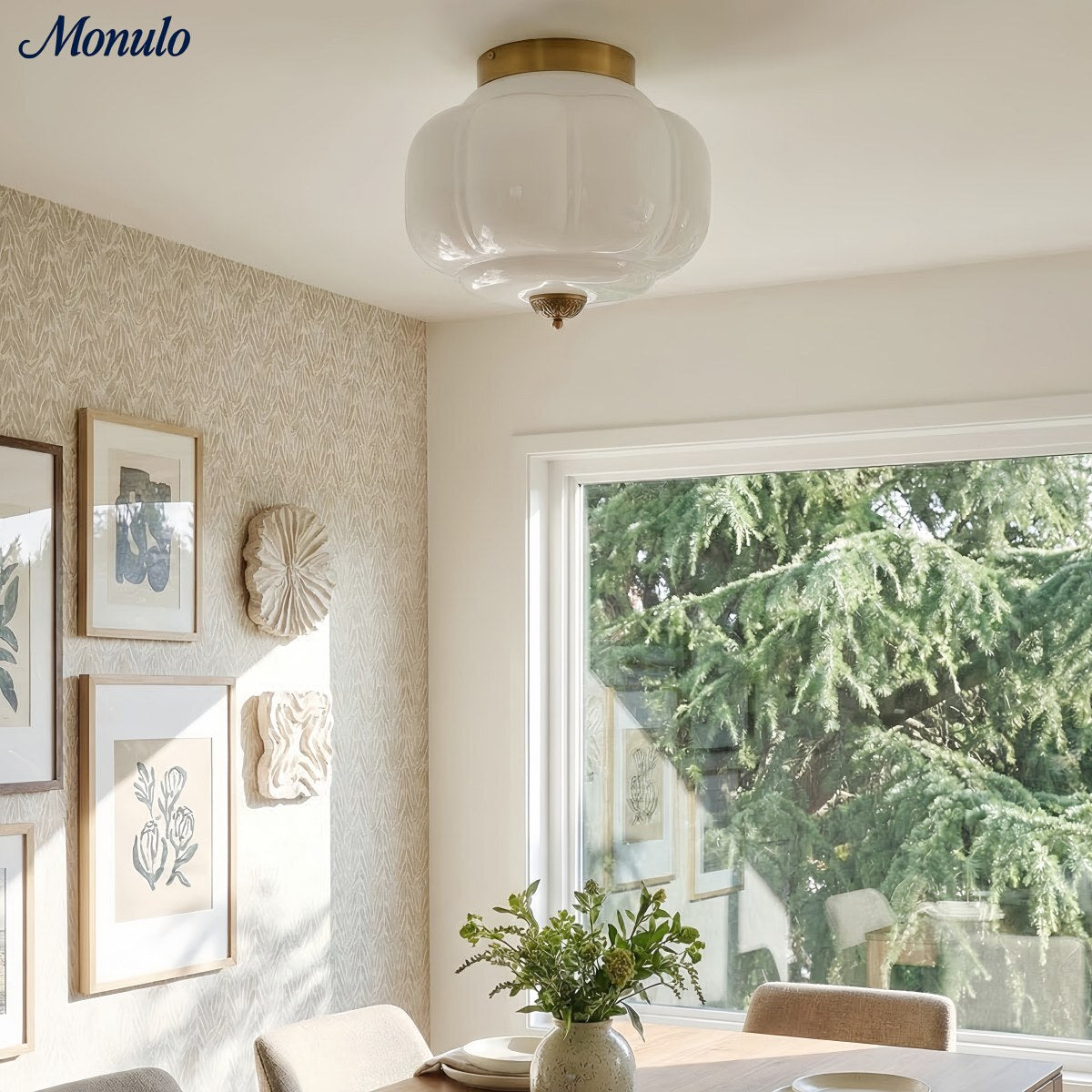 Deckenlampe Milchglas Glas-Schirm Moderne Beleuchtung Skandinavischer Stil Wohnzimmer Esszimmer Schlafzimmer Flush Mount | Sansoti