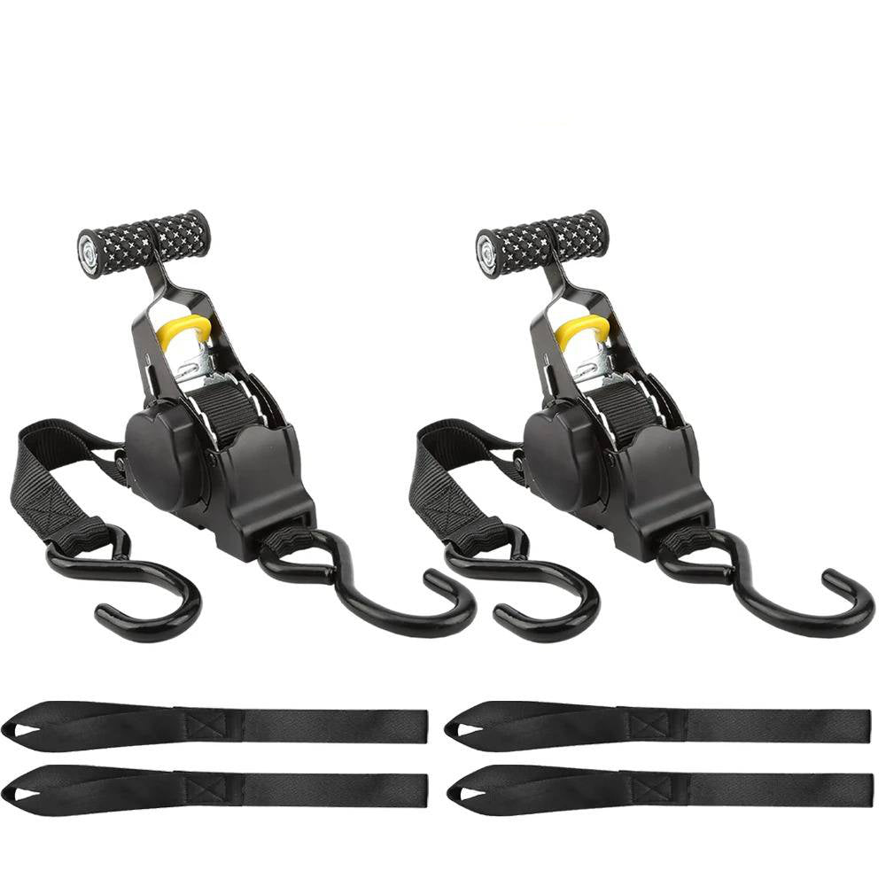 Self-Retracting Tie-Down Strap Set 2 Pieces 227kg Load Capacity Ratchet Tie-Down Strap Car Roof Cargo Securing Transport | Sansoti