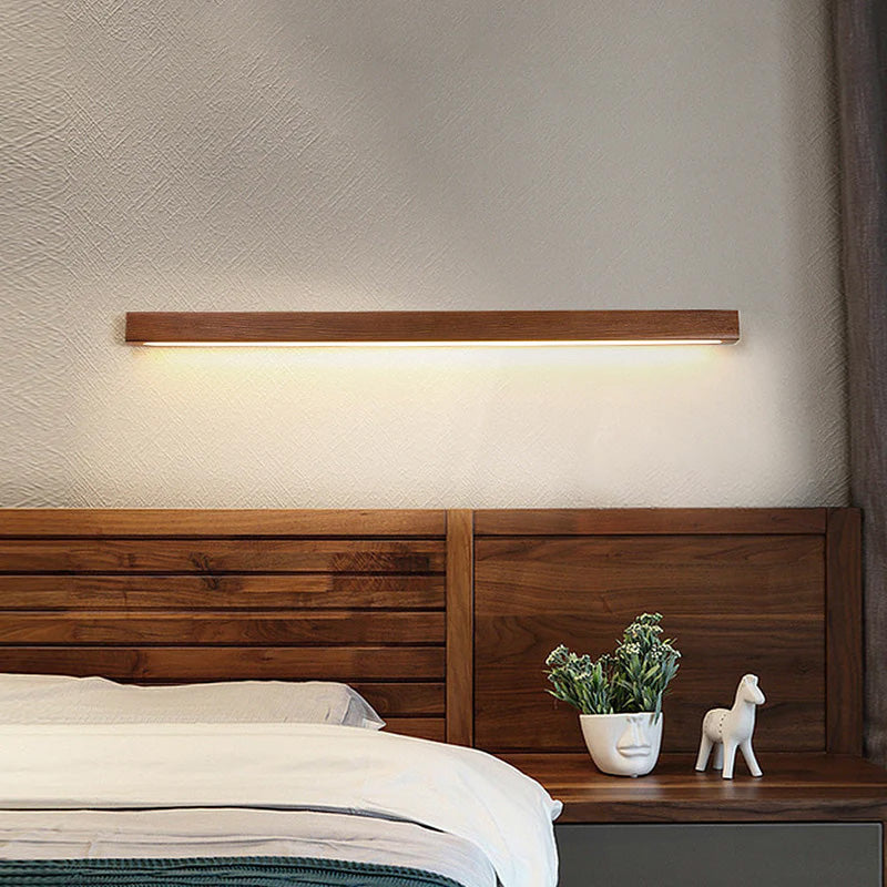 LED wall lamp wood linear warm white bathroom bedroom wall lighting modern minimalist light bar | Sansoti