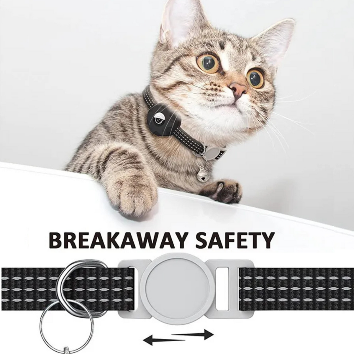 Pet Tracker Collar Polyester Plastic Black Reflective Cat Dog Android Without GPS Compact Lightweight | Sansoti