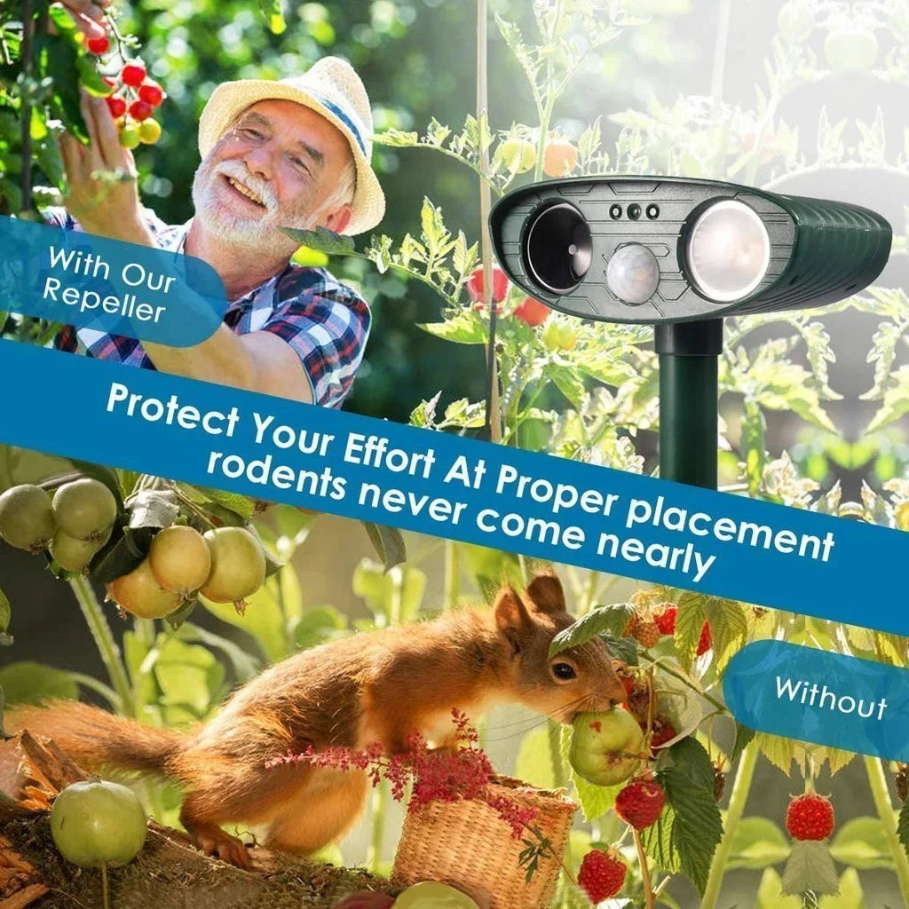 Solar-Powered Animal Repeller with Ultrasonic Sensor and Motion Detection for Garden Patio Lawn Pest Protection | Sansoti