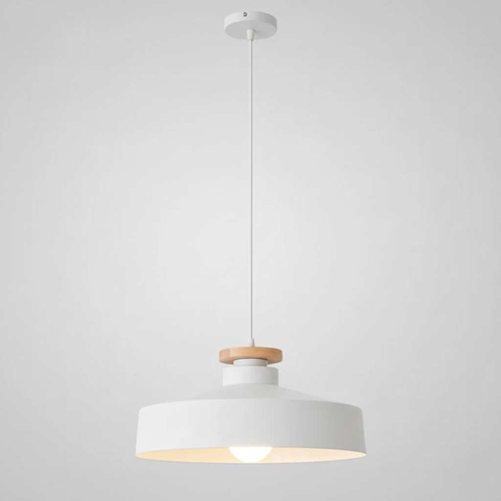 Suspension avec abat-jour en bois et accent en aluminium – Design scandinave pour salle à manger et salon | Sansoti