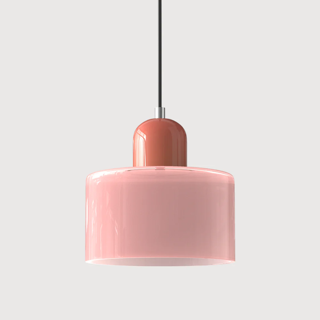 Suspension vintage en verre coloré et métal réglable, éclairage d’ambiance pour coin repas, plafonnier au design rétro | Sansoti