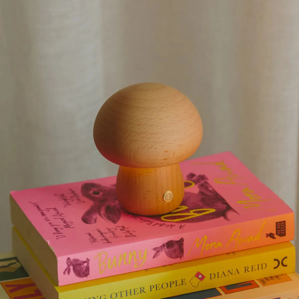 Table Lamp Wood Rechargeable Touch Dimmable Mushroom Organic Beech Walnut USB | Sansoti