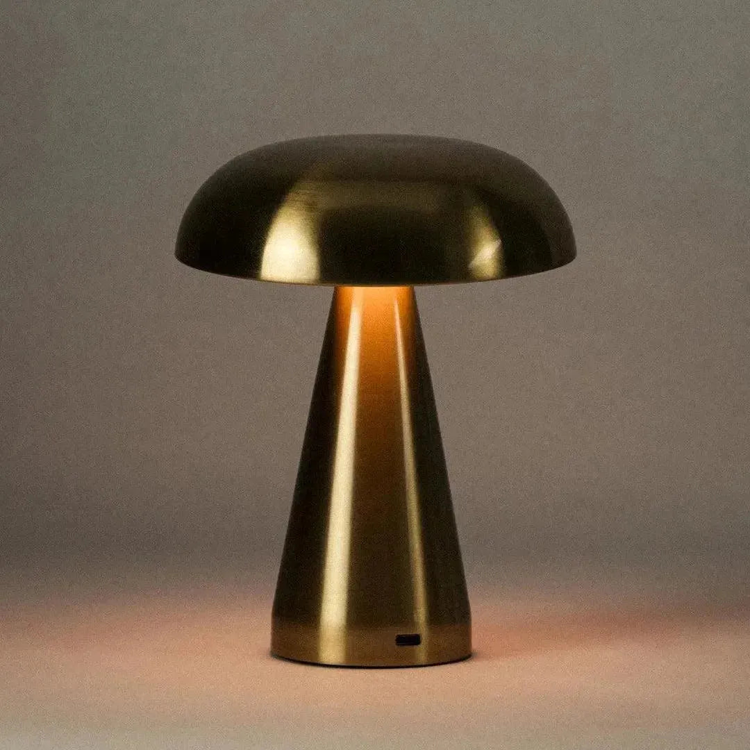 Ładowalna lampka stołowa z funkcją dotykową, metalowa, bezprzewodowa, 3 tryby świecenia, złota, aluminiowa, USB-C | Sansoti