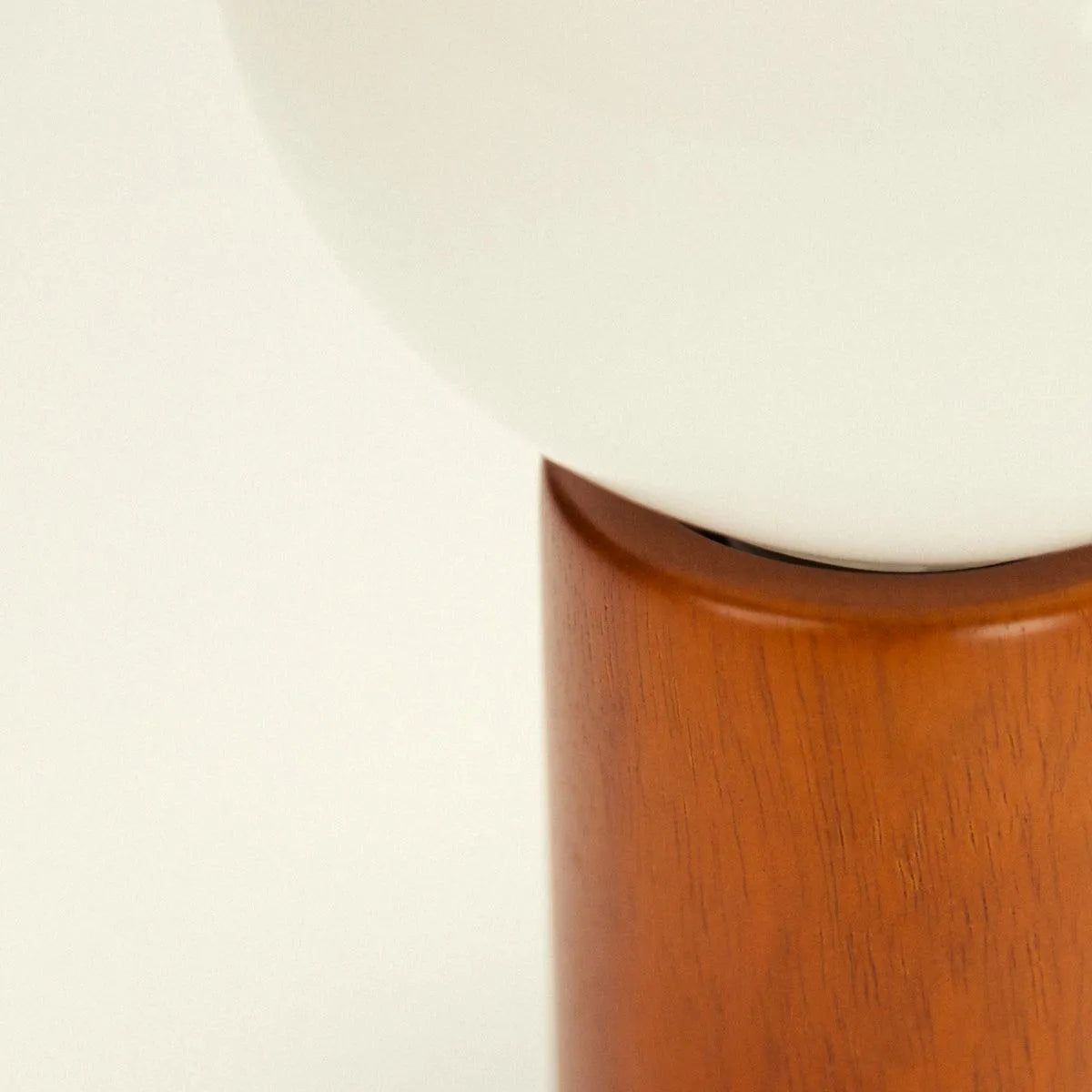 Lampe de Table Bois Verre Vintage Milieu du Siècle 28cm Boule Ronde Lampe de Chevet Chambre | Sansoti