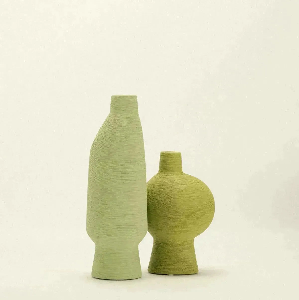 Vase Ceramic Organic Green Emerald Matcha Olive Sculpture Living Room Flower Vase | Sansoti