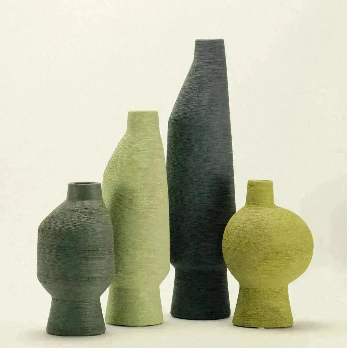 Vase Ceramic Organic Green Emerald Matcha Olive Sculpture Living Room Flower Vase | Sansoti